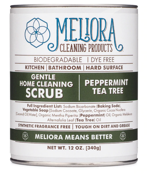 Meloria home cleaning scrub, unscented and Peppermint/Tea tree